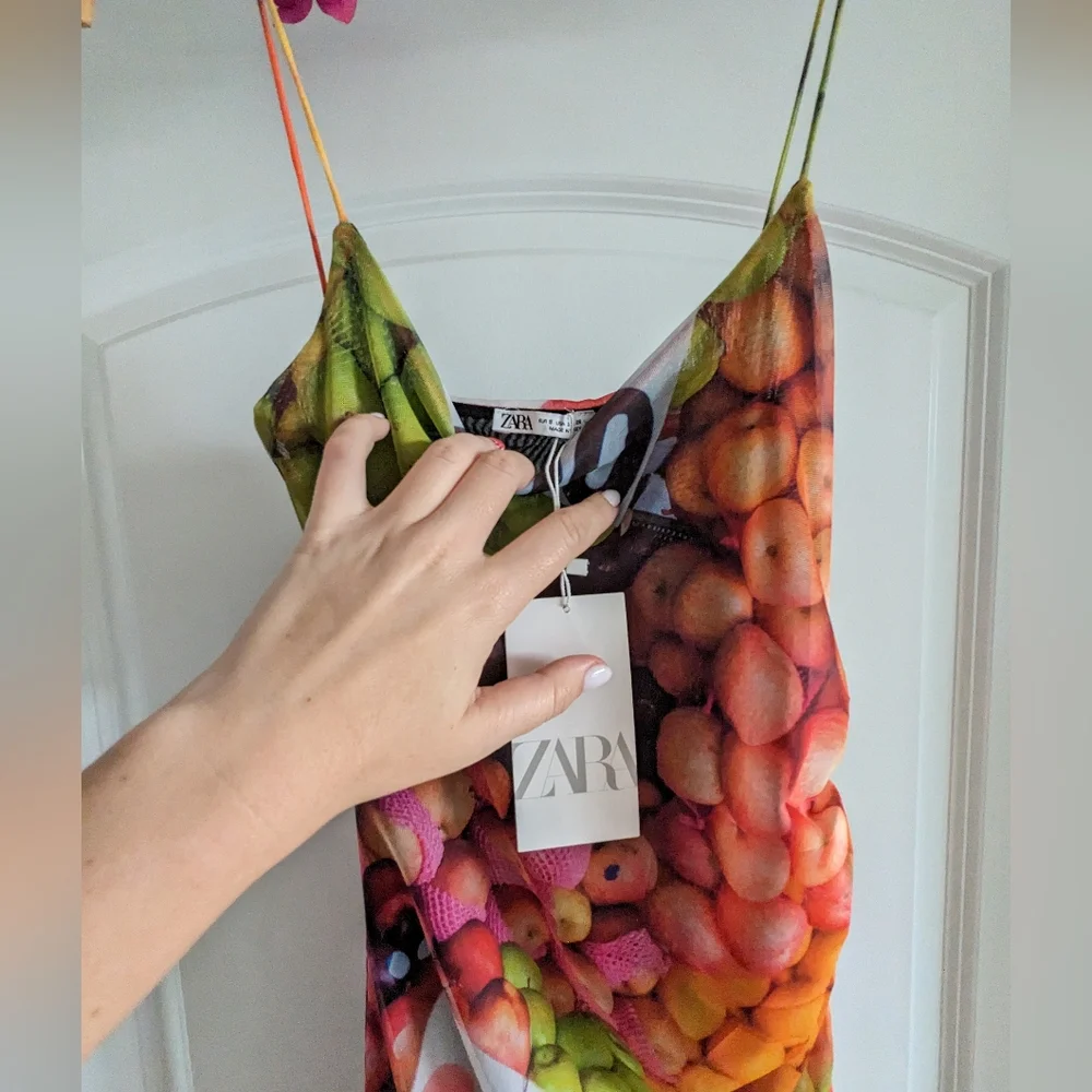 Zara Multicolor Fruit-Print Slip Dress - Picture 2 of 8